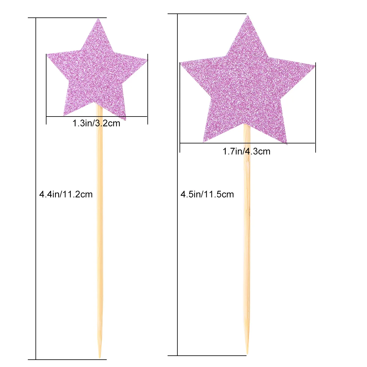 

Stars Cake Picks Thick Cardstock Glitter Surface Unique Design Birthday Wedding Anniversaries Baby Showers Christmas Party