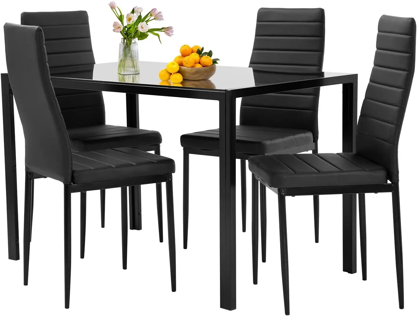 Dining Table Set Glass Dining Room  Set for Small Spaces Kitchen  and Chairs for 4  with Chairs Home Furniture