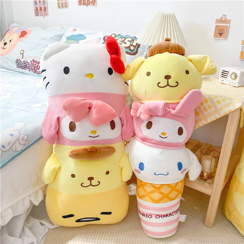 Sanrio śliczne Anime Mix długa poduszka moja melodia Pom Pom Purin Cinnamoroll pluszowa zabawka poduszka pod plecy Sofa poduszka dekoracyjna