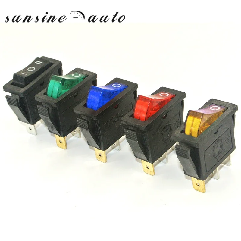 

5PCS Green Blue red yellow LED illuminated Rectangle On/Off Long Rocker Switch SPST Car Dash