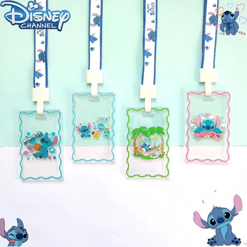 

Disney Stitch Transparent Card Case Student ID Protection Case Multi-purpose Long Rope Plus Card Case Kid's Neck Decoration Gift