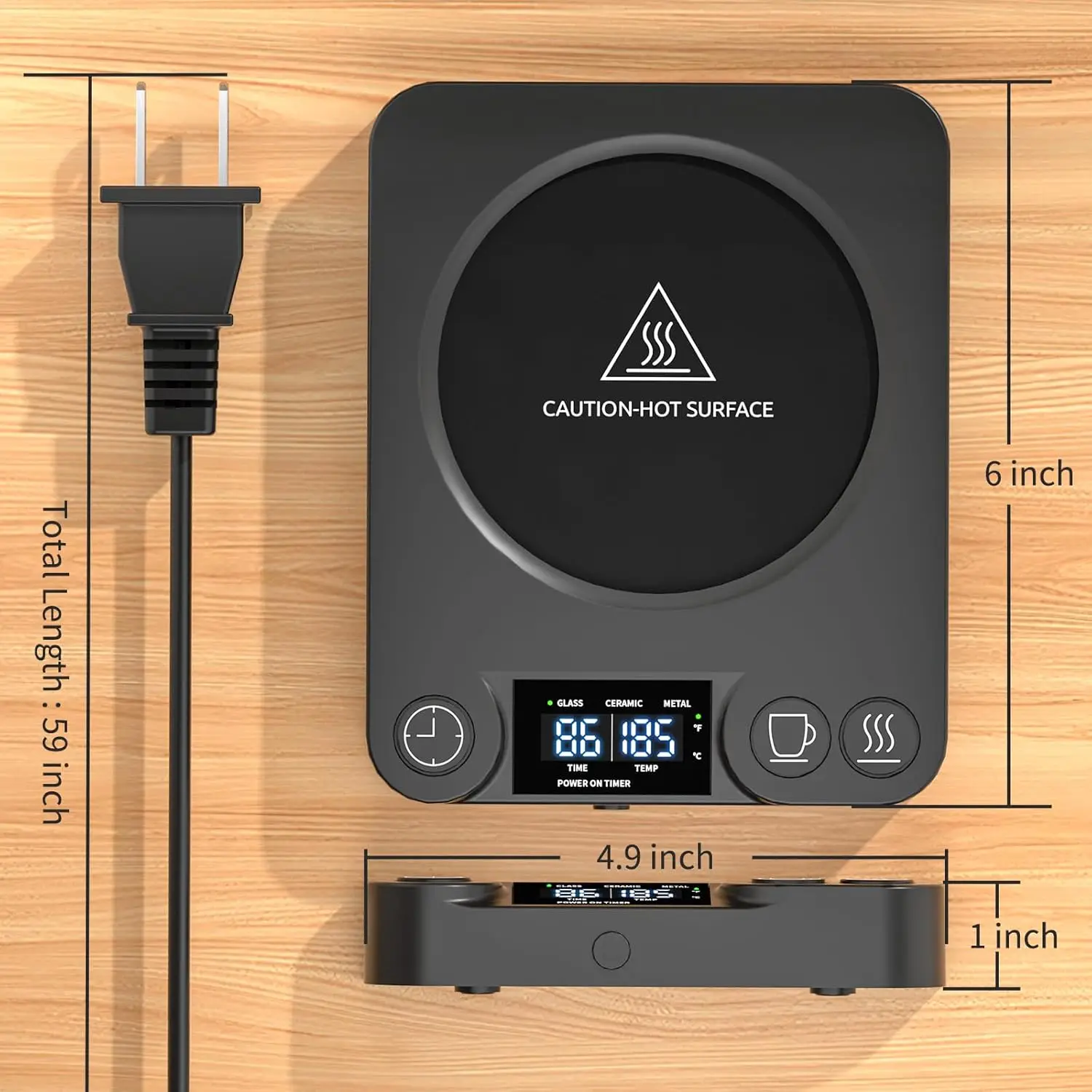 REIDEA Coffee Mug Warmer with Timer Screen 110V US Plug, 9 Temp Settings OT2244 for for Fast Heating and Insulation