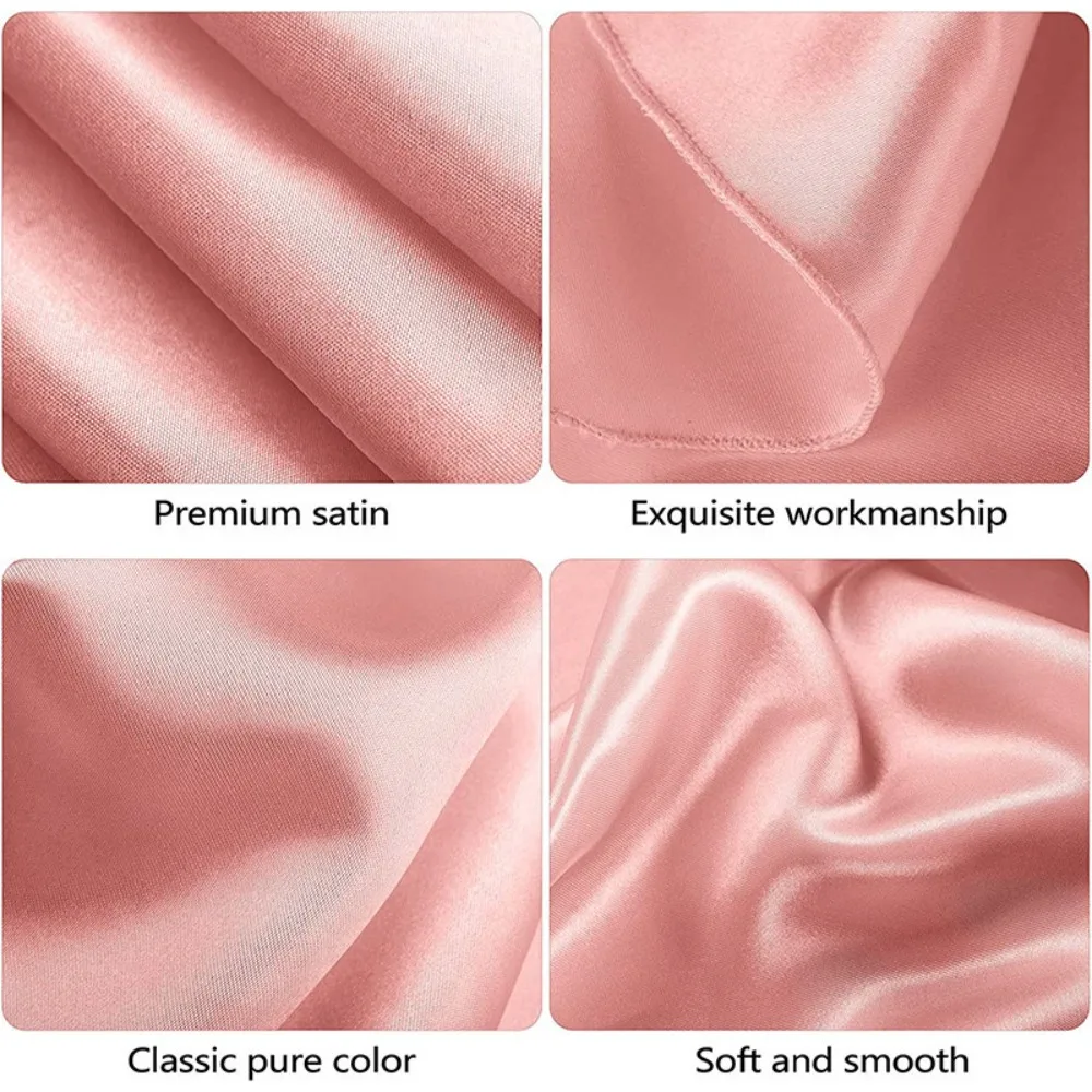 Party Tablecloth Smooth Round Satin Tablecloth Bright Imitation Silk Table Cover Solid Color Table Decoration Banquet