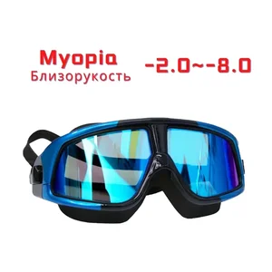 Swimming Myopia Goggles with earplugs Anti-fog and Diopters, Adjustable Belt,  Shortsighted Swim Glasses for Women  Men