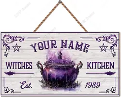 Witches Kitchen Wood Sign Not Carved Wall Plaque Home Decorations Witchcraft Pagan Wicca Vintage Personalized Witchy Gifts