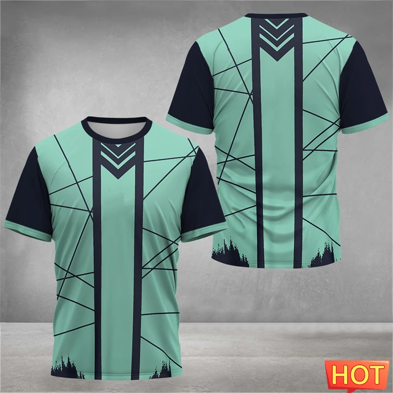 

Simple Geometric Graphic Sports T Shirts For Men Summer Fashion Short Sleeve 3D Printed Badminton T-shirts Loose Breathable Tees