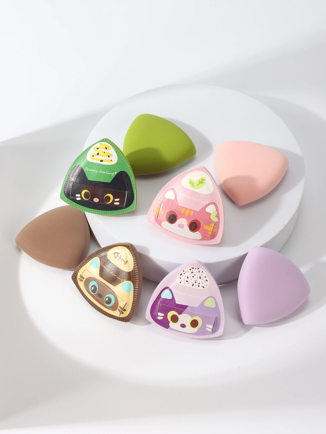 2-4-6 pezzi soffio di polvere di nuvola di gatto con sfera di riso, spugna per trucco per fondotinta a doppio uso asciutta e bagnata senza lattice, adatta a tutti i tipi di pelle