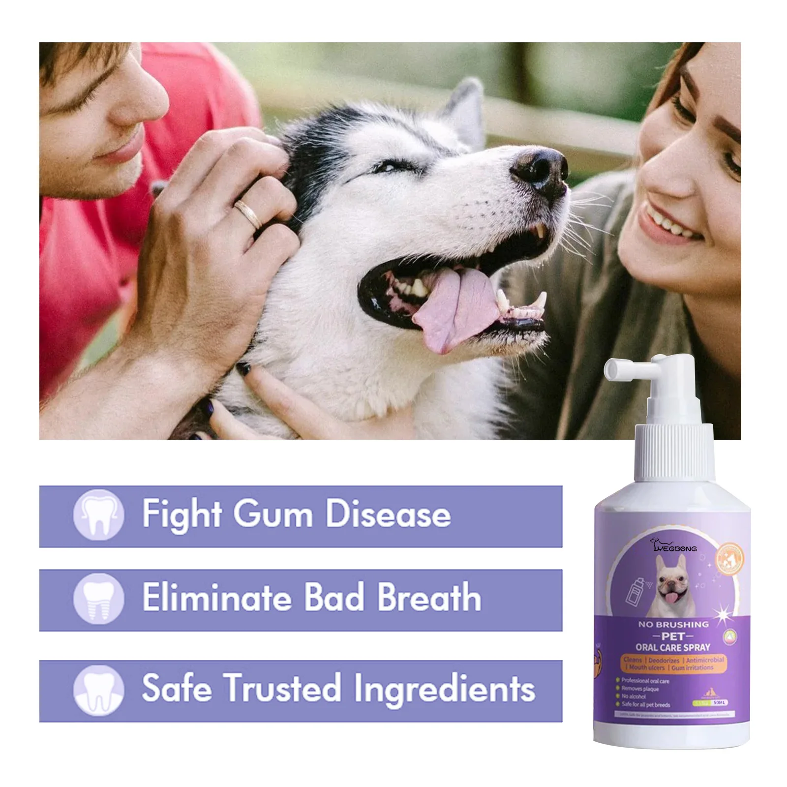 Dog and Cat Spray Limpeza Dentes, Pet limpeza da boca, manchas de tártaro, para remover odor fresco