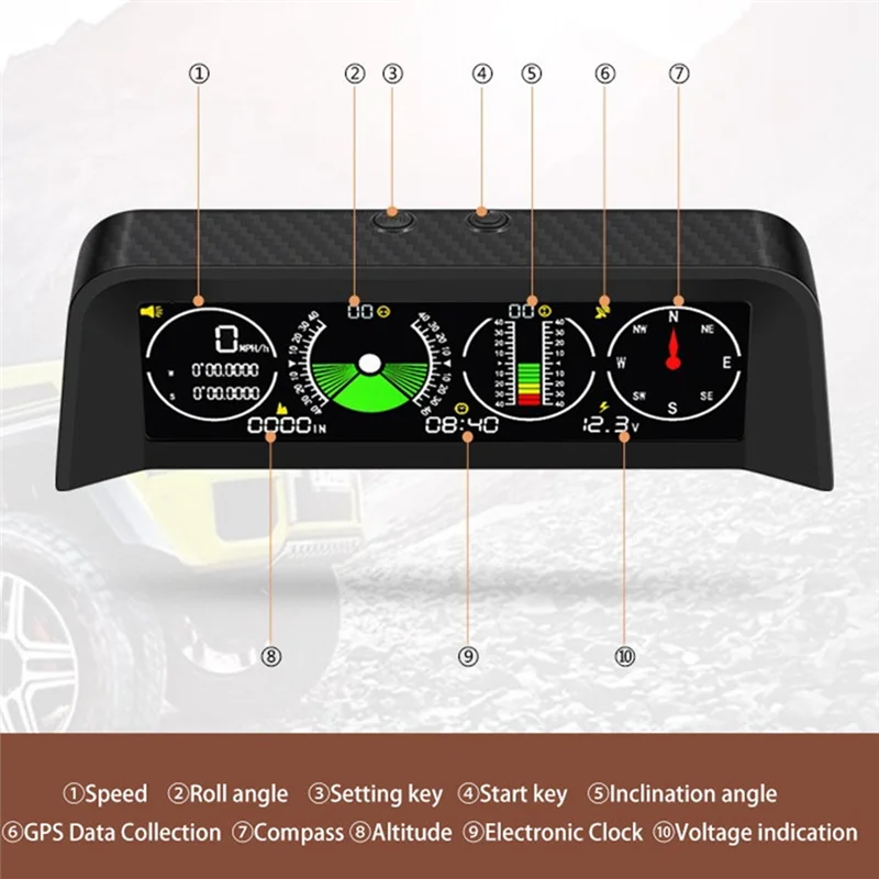 X90 Car Electronic Digital GPS Speedometer Head-Up Display Tilt Meter Altimeter Compass Car Level Incline Balancer