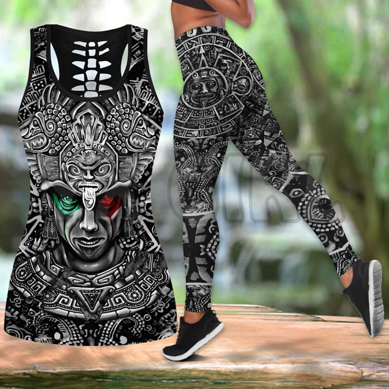 Aztec Mexico Combo Tank Top + Legging 3D Printed Tank Top+Legging Combo Outfit Yoga Fitness Legging Women