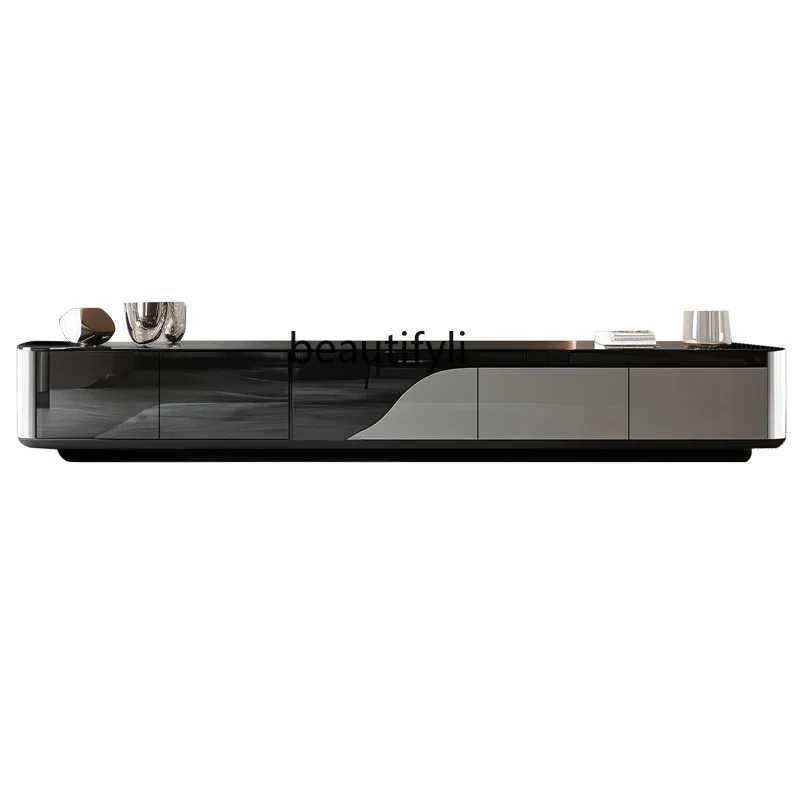 Modern minimalist TV cabinet plus wall living room floor TV cabinet large coffee table combination