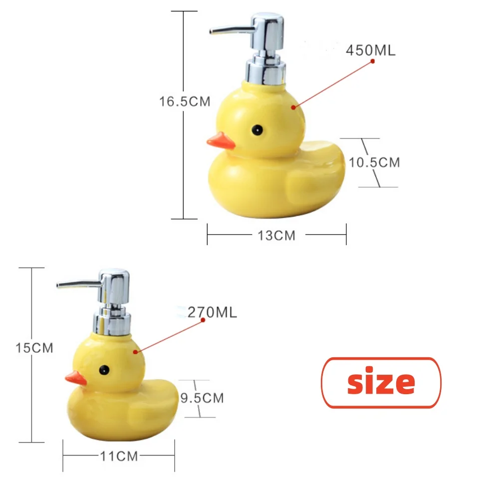 Cartoon Cute Small Yellow Duck Separate Bottle Ceramic Hand Sanitizer Dispenser Soap Lotion Split Bottle Bathroom Accessories