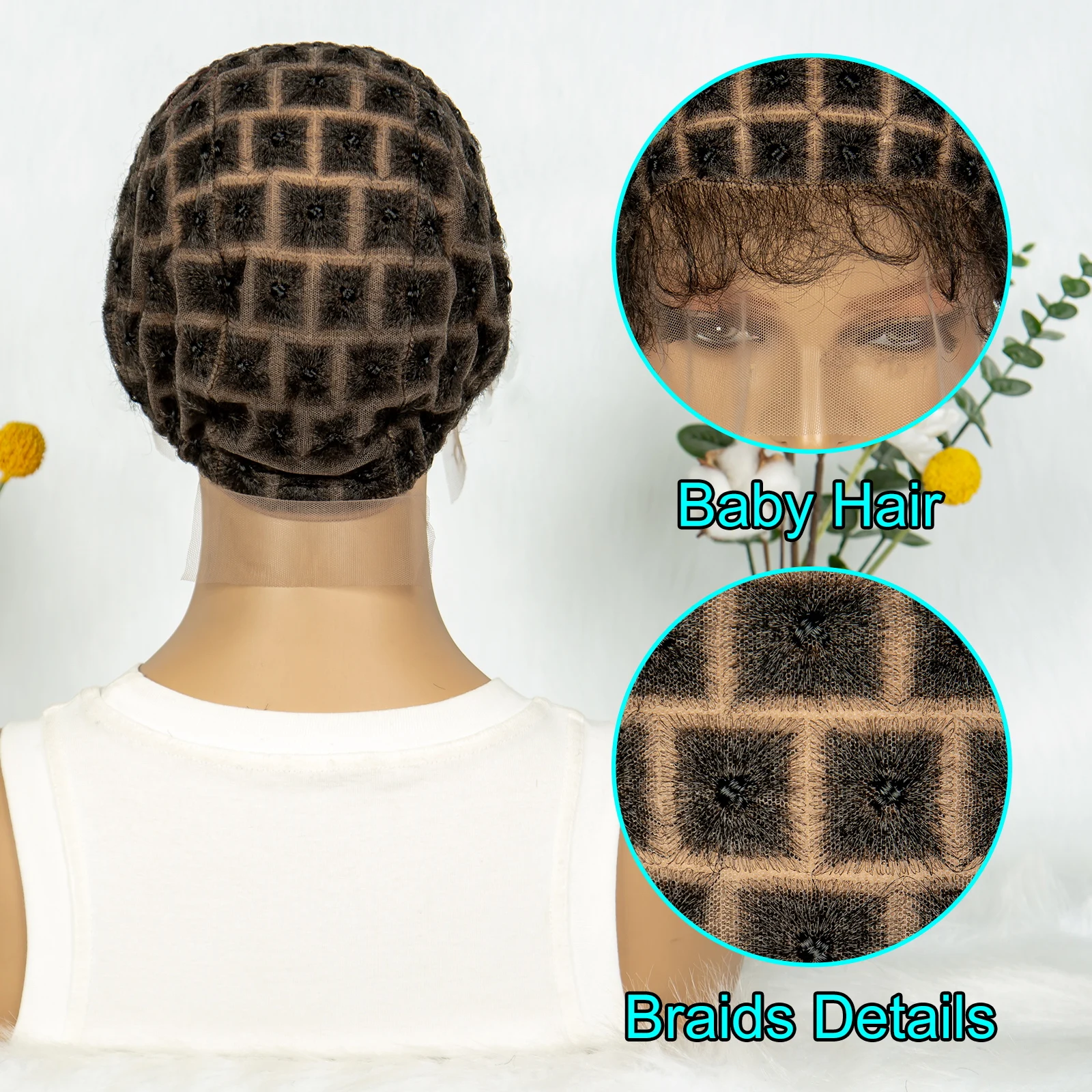 Kima Braiding Wig Cap for Crochet Braids Pre-parting with Baby Hair Add-in Goddess Braids for Braided Wig