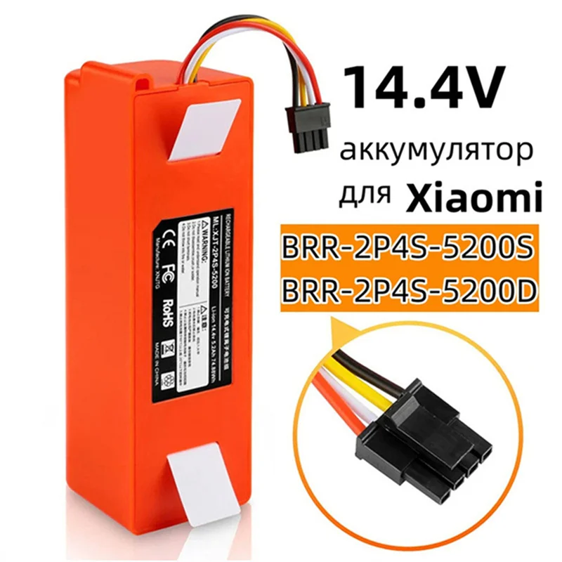 In Stock New BRR‑2P4S 14.4V 12800mAh Replacement Battery for Xiaomi Roborock S55 S60 S65 S50 S51 S5 MAX S6 Robot Vacuum Cleaner