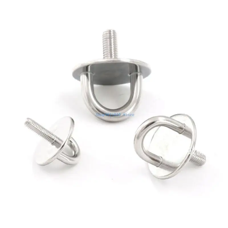 T3LF 304 Stainless Steel Round Pad Eye Plate with Enclosed Hook Staple Ring Hook for Marine Hammock Swing