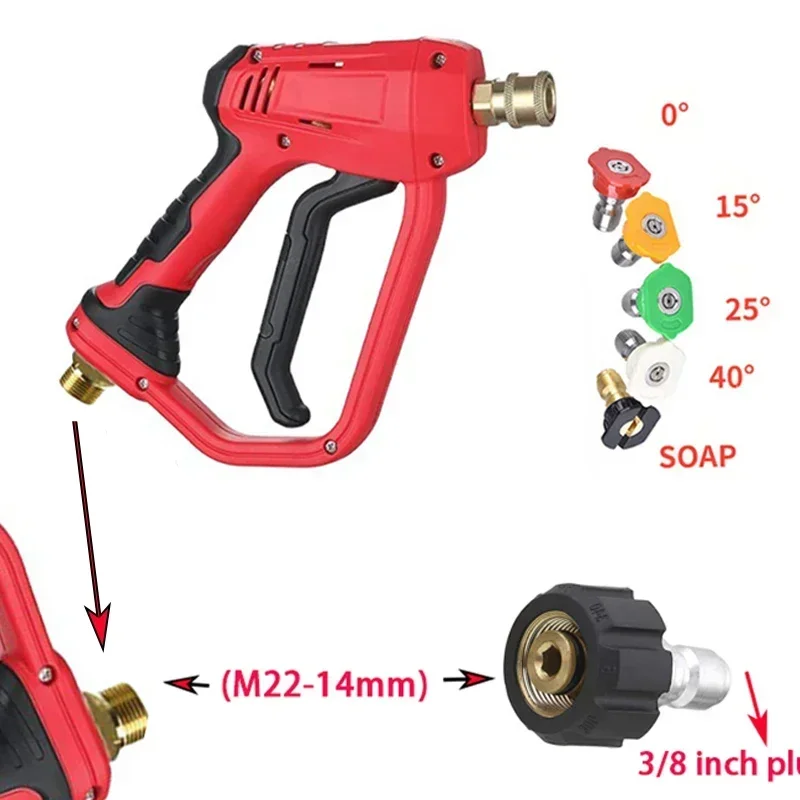 Hoge kwaliteit 1/4 Quick Plug Hogedrukreinigingswaterpistolen M22 en 3/8 Quick Plug met 5 mondstukken