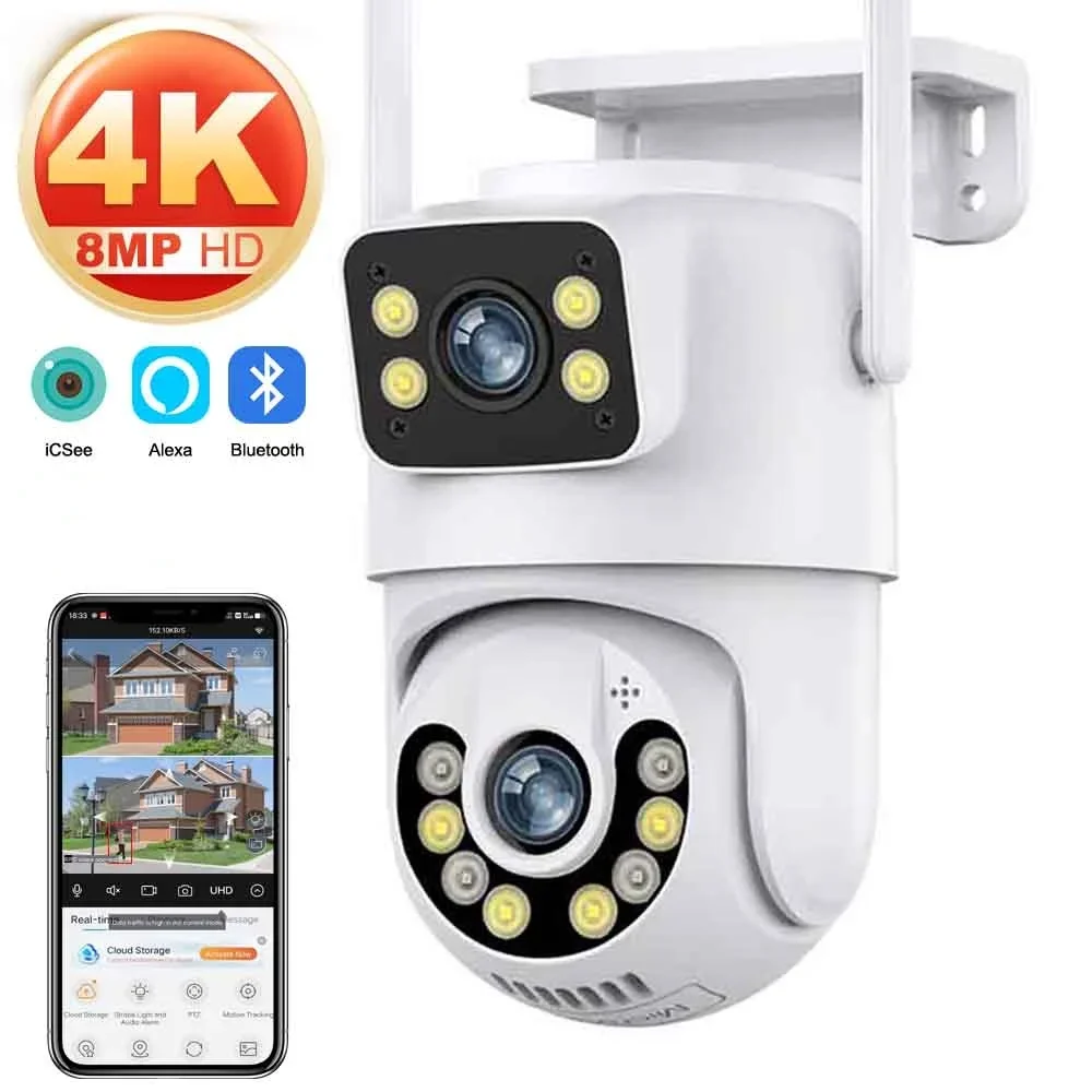 4k Security-protection Wi-Fi Surveillance Camera Lens Auto Tracking Ai Human Detect Surveillance Outdoor Waterproof Wireless