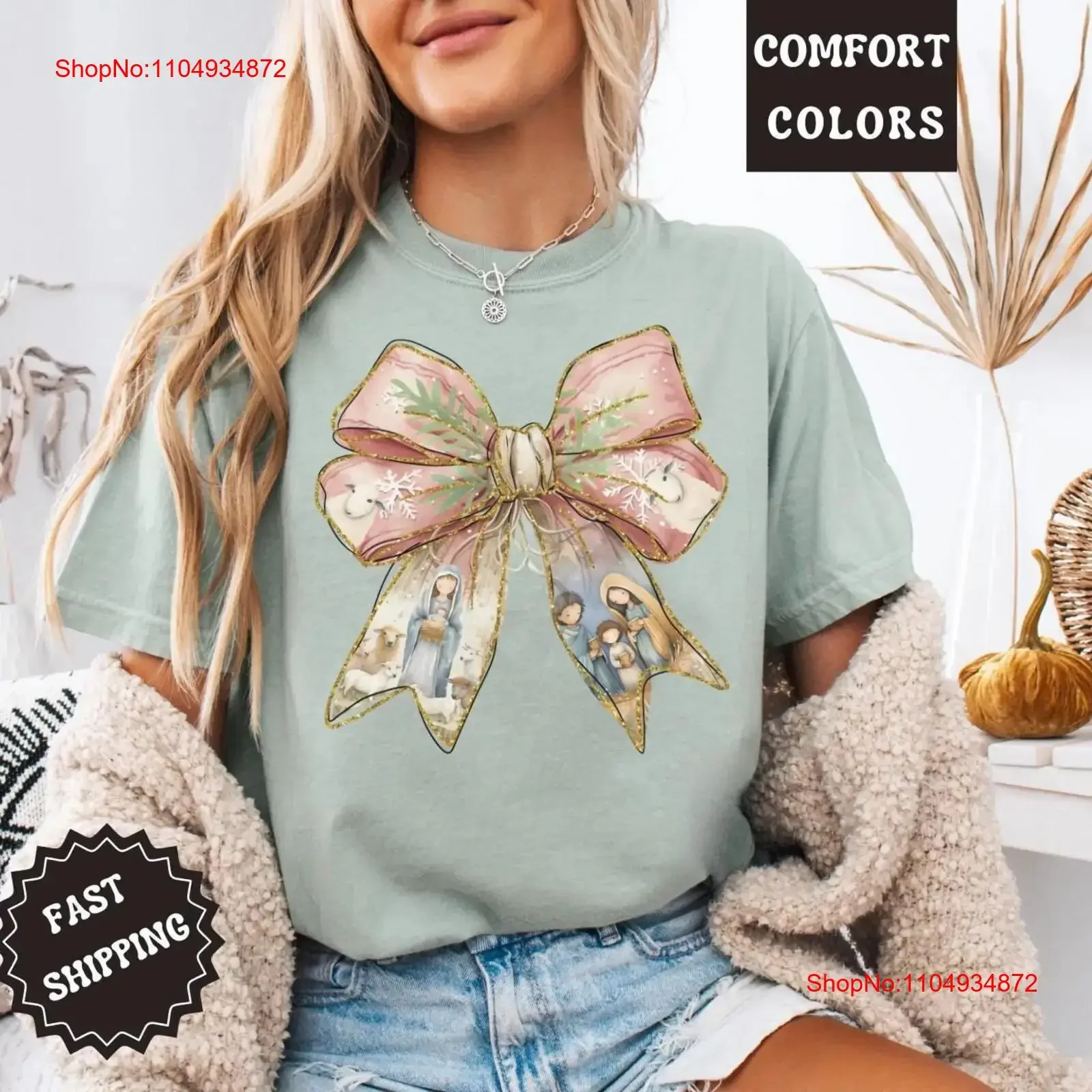 

Nativity Scene Christmas T Shirt Women Holiday Christian True Story Religious vintage Washed homme streetwear Comfortable