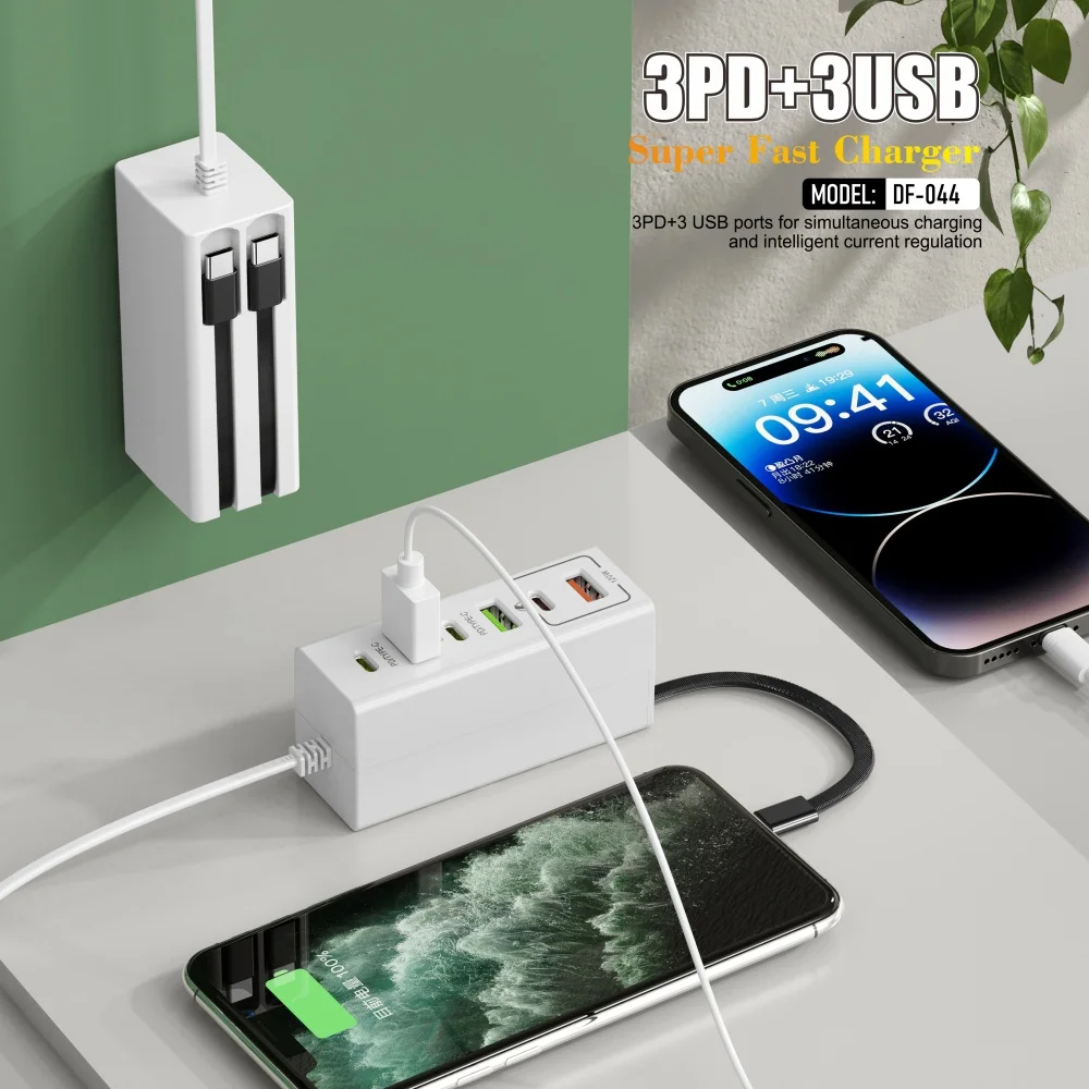 120 واط شحن سريع نوع C USB شاحن الهاتف متعدد المنافذ الهاتف المحمول محول الطاقة لسامسونج هواوي آيفون Xiaomi شحن سريع