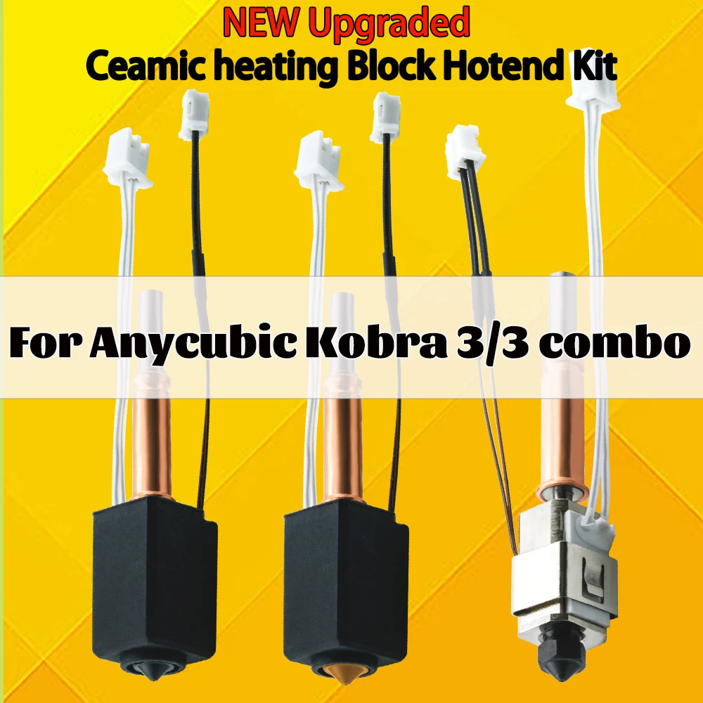 Kobra 3 Hotend Upgraded Kit Brass hardened steel 0.4 0.6 nozzles For Kobra 3 Combo Upgraded Hotend 24V 65W Heater Thermistor