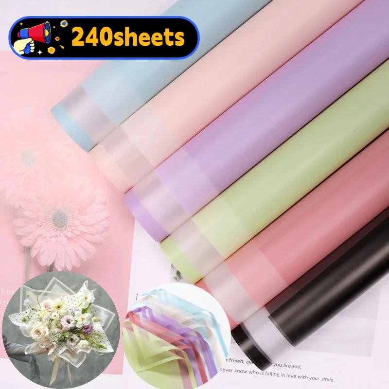 

Полупрозрачная Водонепроницаемая однотонная оберточная бумага для цветов, 240 листов, украшение на день рождения, Рождество, Хэллоуин