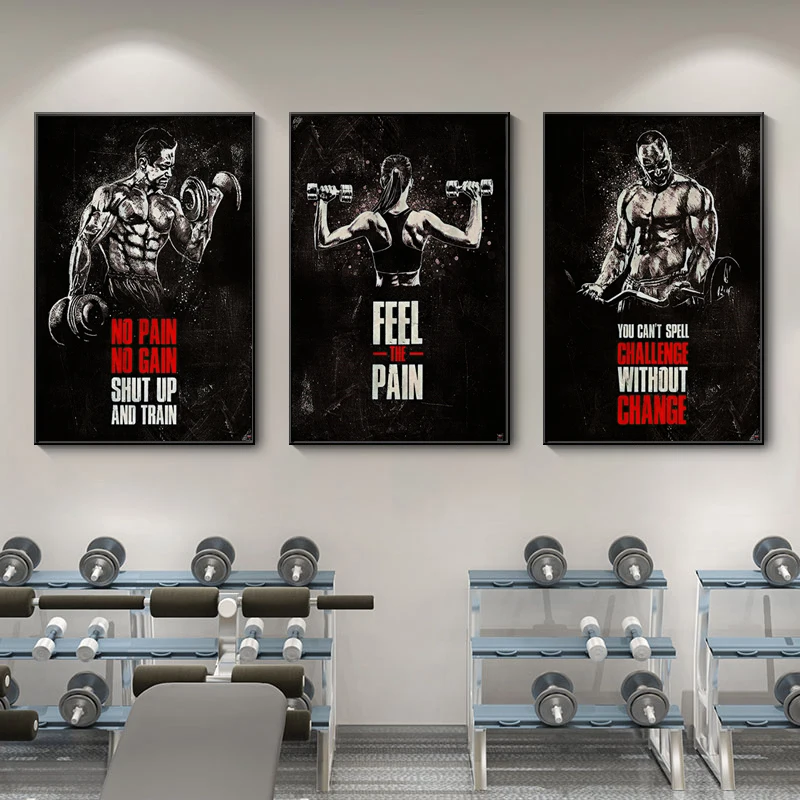 Muscle Motivation Inspirational Quotes Bodybuilding Wall Art Canvas Painting Posters Picture For Gym Fitness Office Home Deco
