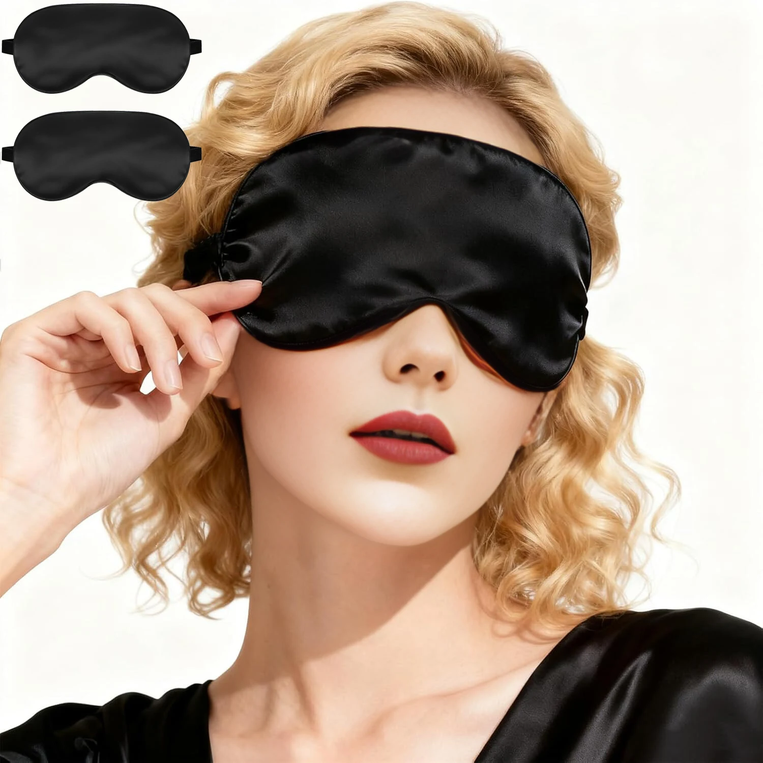 1Pacl/2 Pack Sleep Mask, Silk Eye Mask with Adjustable Strap for Sleeping,Block Light Eye Cover, for Night Sleeping, Travel, Nap