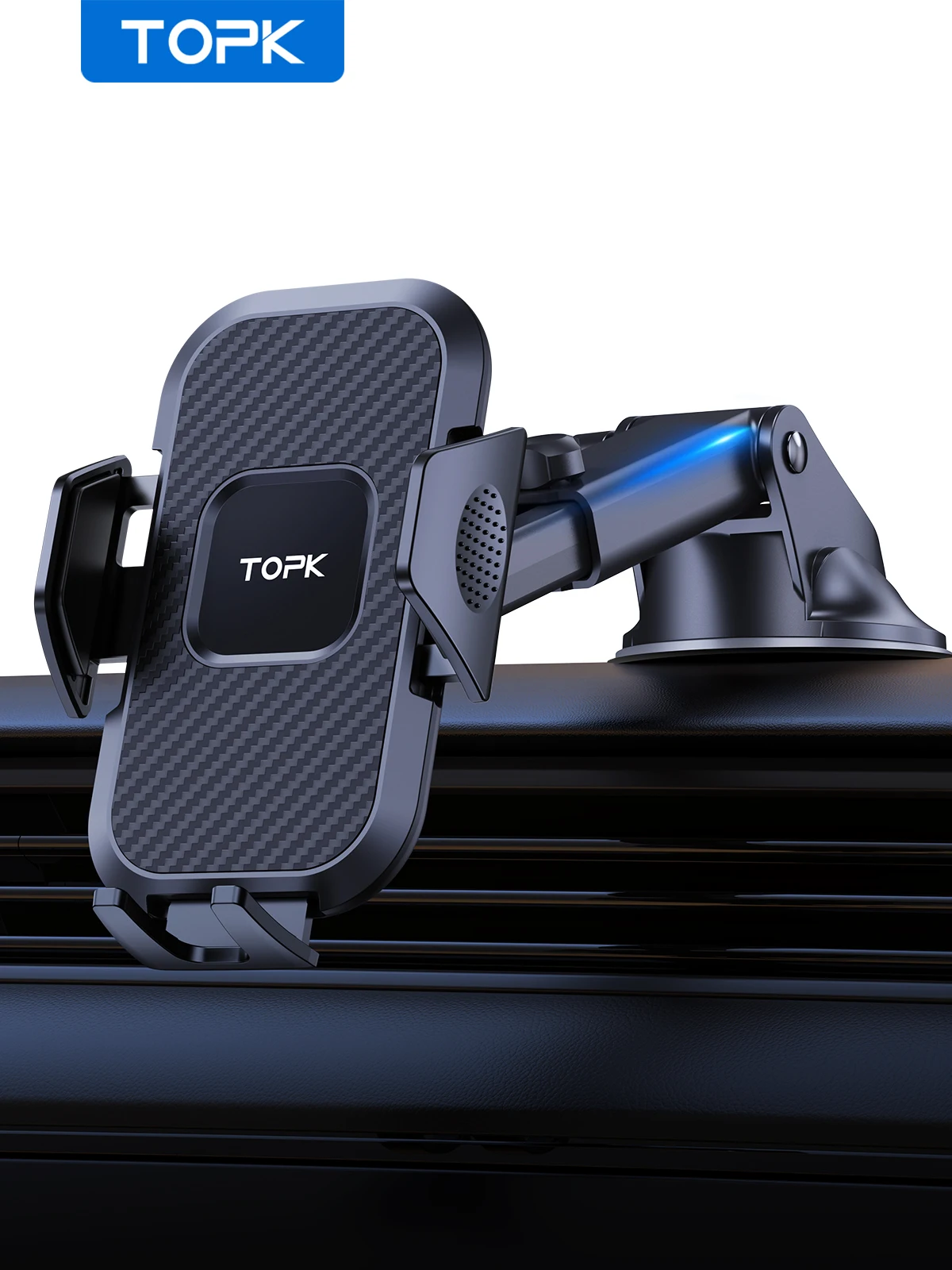 TOPK autotelefoonhouder sucker voor dashboard voorruit mobiele autohouder klem voor iPhone Pro Max X Xiaomi Huawei Samsung