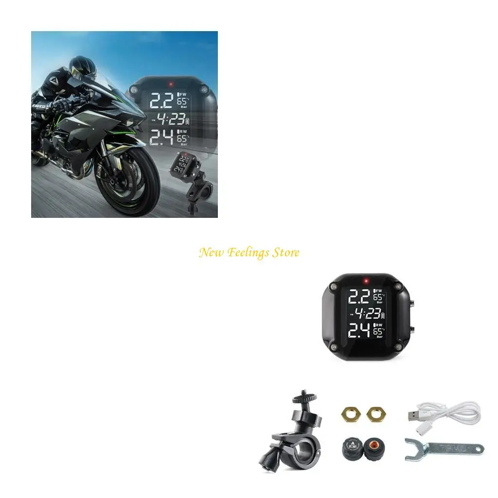

TPMS Waterproof Wireless Motorcycle Tire Pressure Monitoring System with 2 for Two-Wheeled Motorcycle
