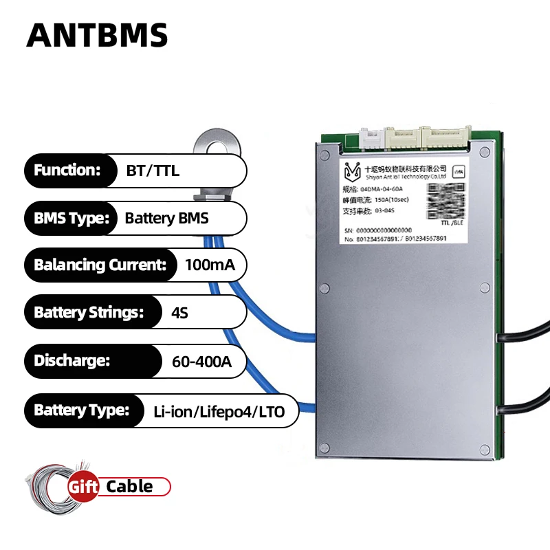 

ANT 4S Support Li-ion Lifepo4 LTO Battery smart bms 60A 110A 130A 400A 12V Bluetooth smart balance board 150A 275A 325A 1000A