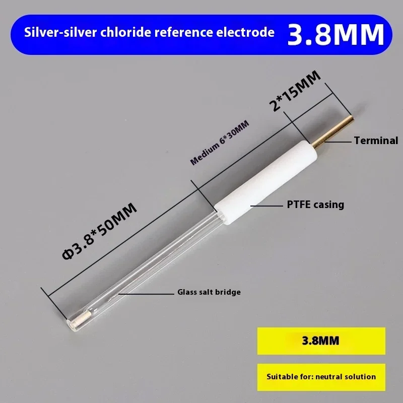 3.8*50/6*70*/6*90/6*150mm Silver Silver Chloride Reference Electrode Ag / AgCl Reference Electrode Removable and Liquid Filled