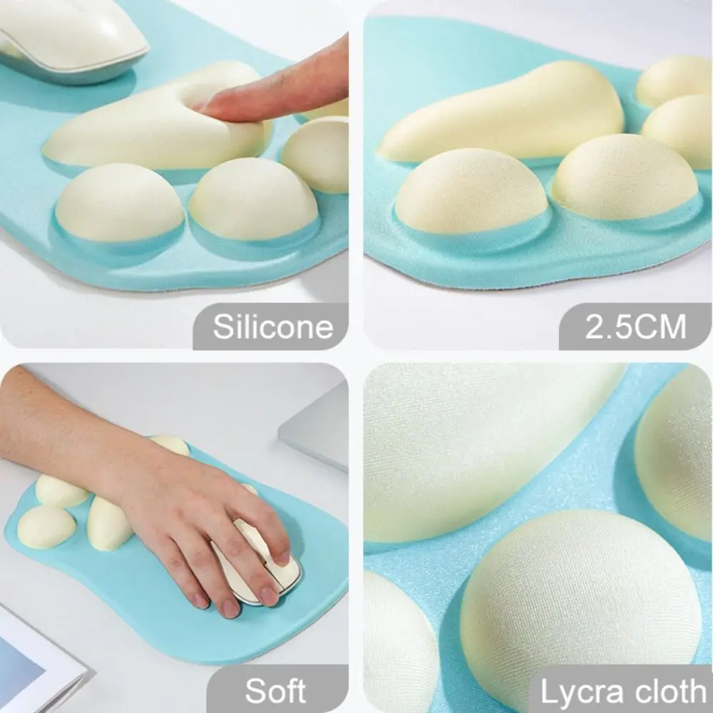 Alas Mouse sandaran pergelangan tangan kaki kucing lucu 3D, alas Mouse silikon pereda nyeri pergelangan tangan ergonomis tahan lama kantor