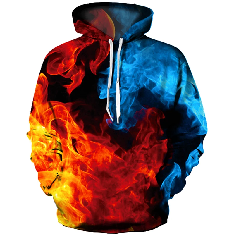 2021 baru warna-warni api Hoodie 3d fluoresensi Sweatshirt pria/wanita musim gugur dan musim dingin mantel pakaian jaket lucu hitam Hoodie