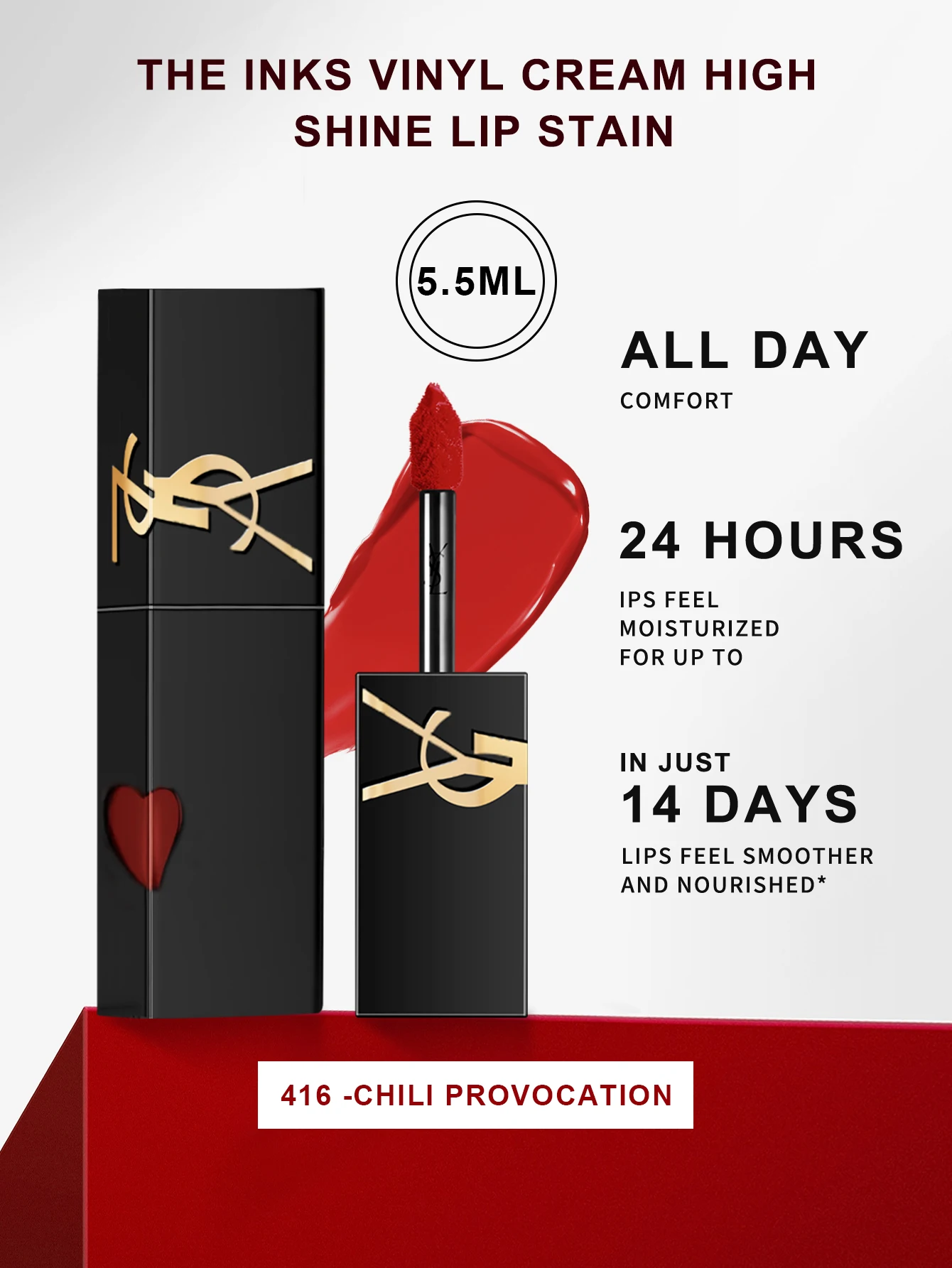 Yves Saint Laurent The Inks Vinyl Cream High Shine Lip Stain # 610-Nude # 416-Chili - 0,18 FL .OZ./5,5ML