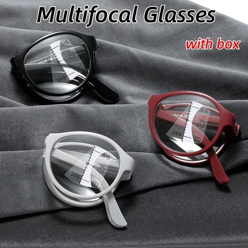 

Women Men Folding Round Reading Glasses with Case Trendy Portable Presbyopia Eyeglasses Diopter Prescription Eyewear +1.0 ~ +4.0