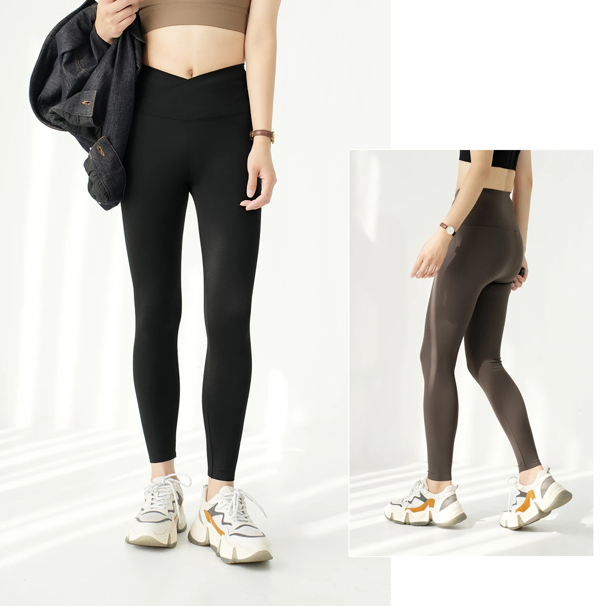 

Женские зимние леггинсы из нейлона и спандекса с высокой талией, утепленные флисом, тонкие, облегающие, моделирующие фигуру