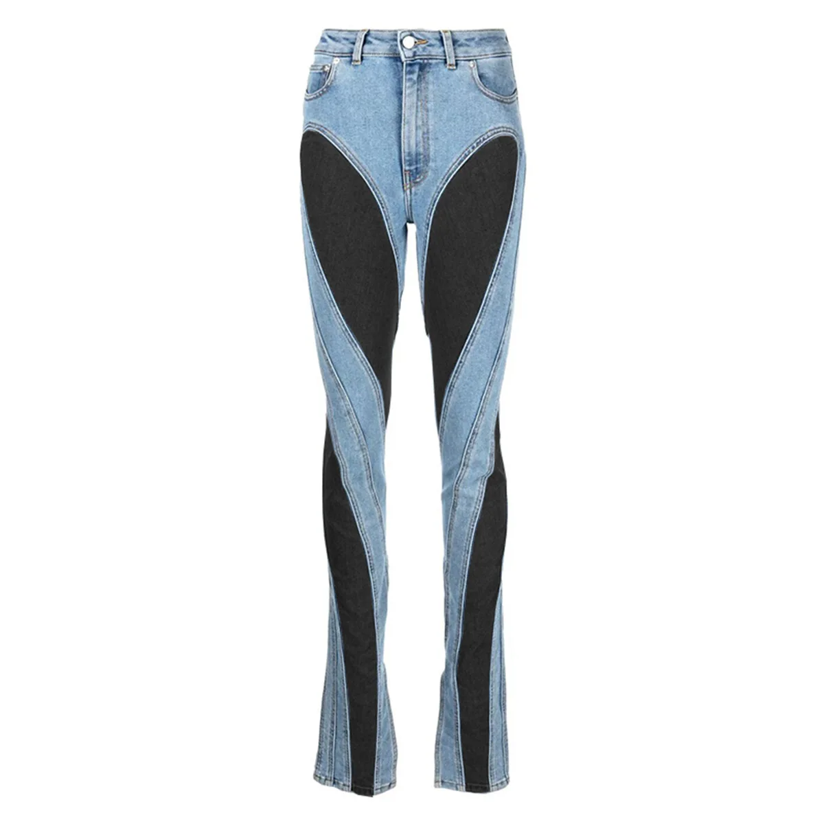 Niche jean femme Style déconstructif couleur contrastée jean printemps Sexy fille épicée minceur jambes longues pantalon taille haute