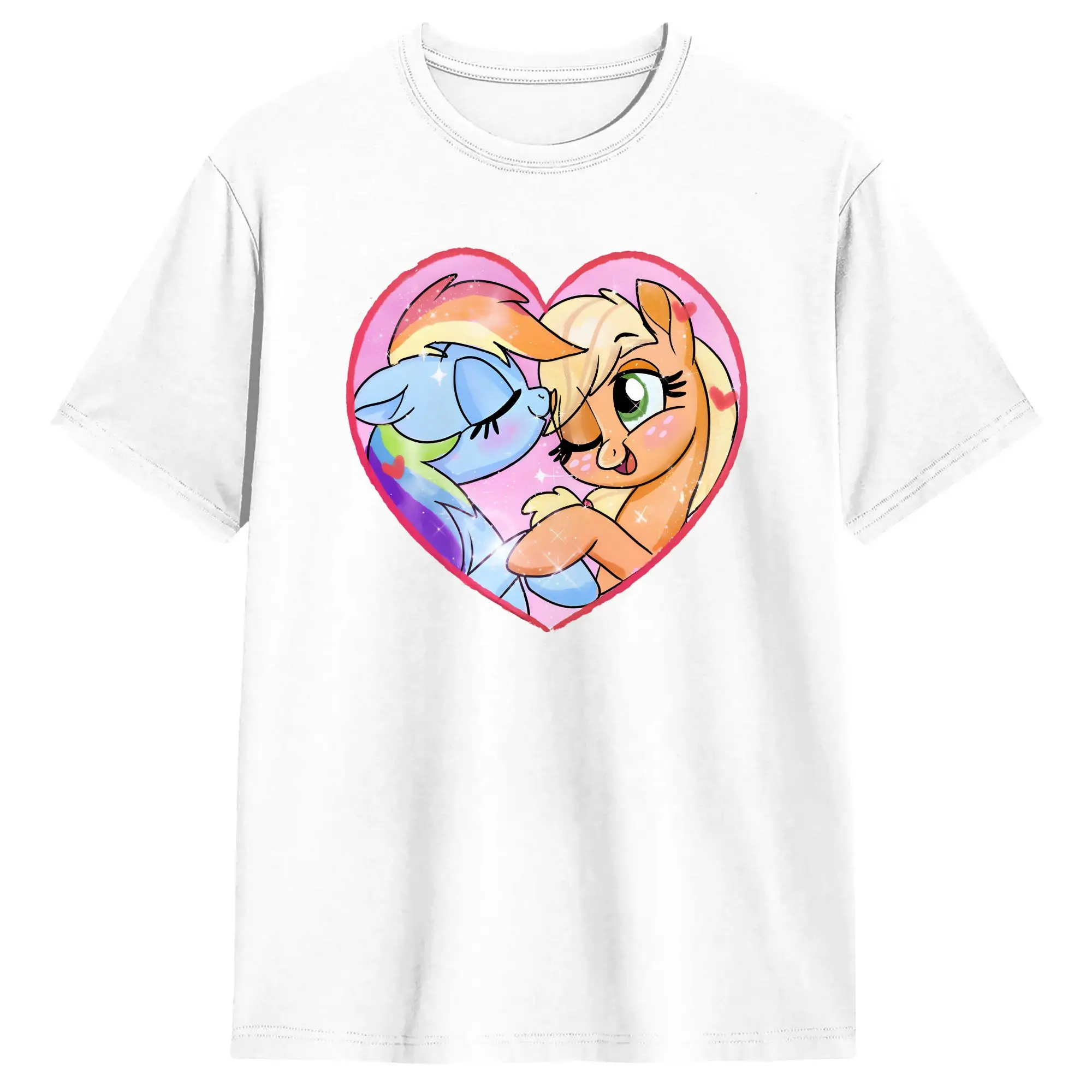 Rainbow Dash And Friends Herren-T-Shirt Appledash Neuheits-T-Shirt Kurzarm-T-Shirt mit Rundhalsausschnitt Baumwolle Neu eingetroffene Kleidung – Detail 6
