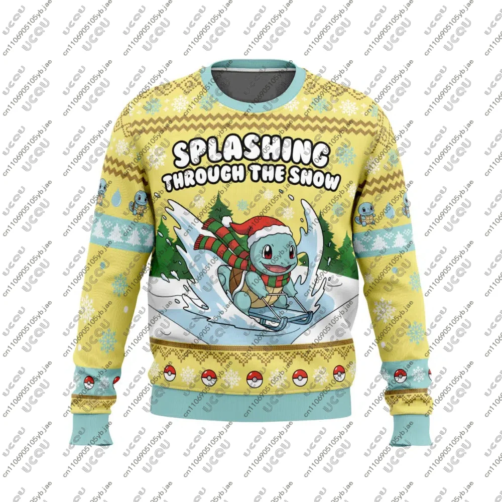 Prezent Jesień Zima 2026 Męski Dziecięcy Luźny T-shirt Koszulka Bluza Chłopięca Top Świąteczny Świąteczny Hoodie S-Squirtle S-Splashing