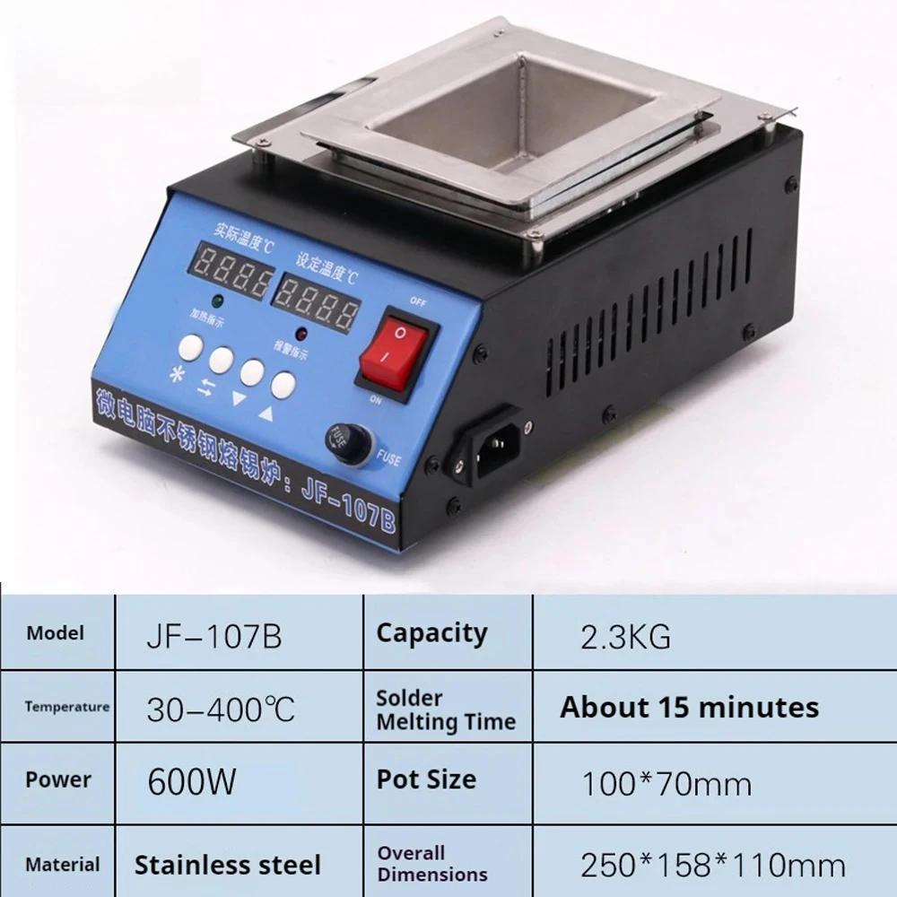 Solder Furnace Square Dipping Tin Digital Display Small, High Power Adjustable Temperature Desktop Hot Pot Tin Melting Furnace D