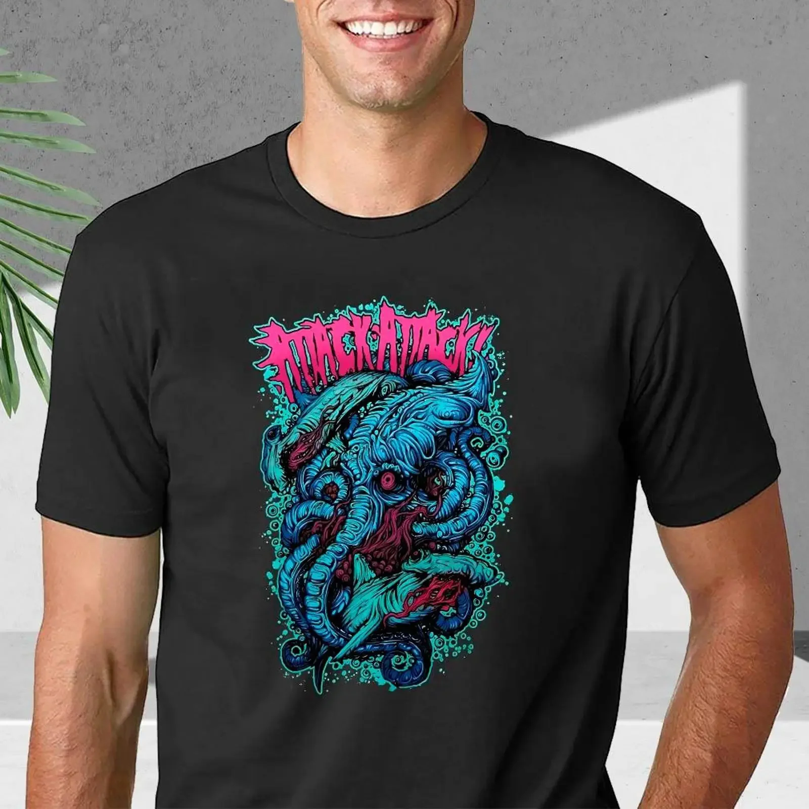ATTACK band unisex Black T Shirt S 3XL Q3481 vintage Washed Slightly Casual Stretched Top For Everyday Wear designer clothes