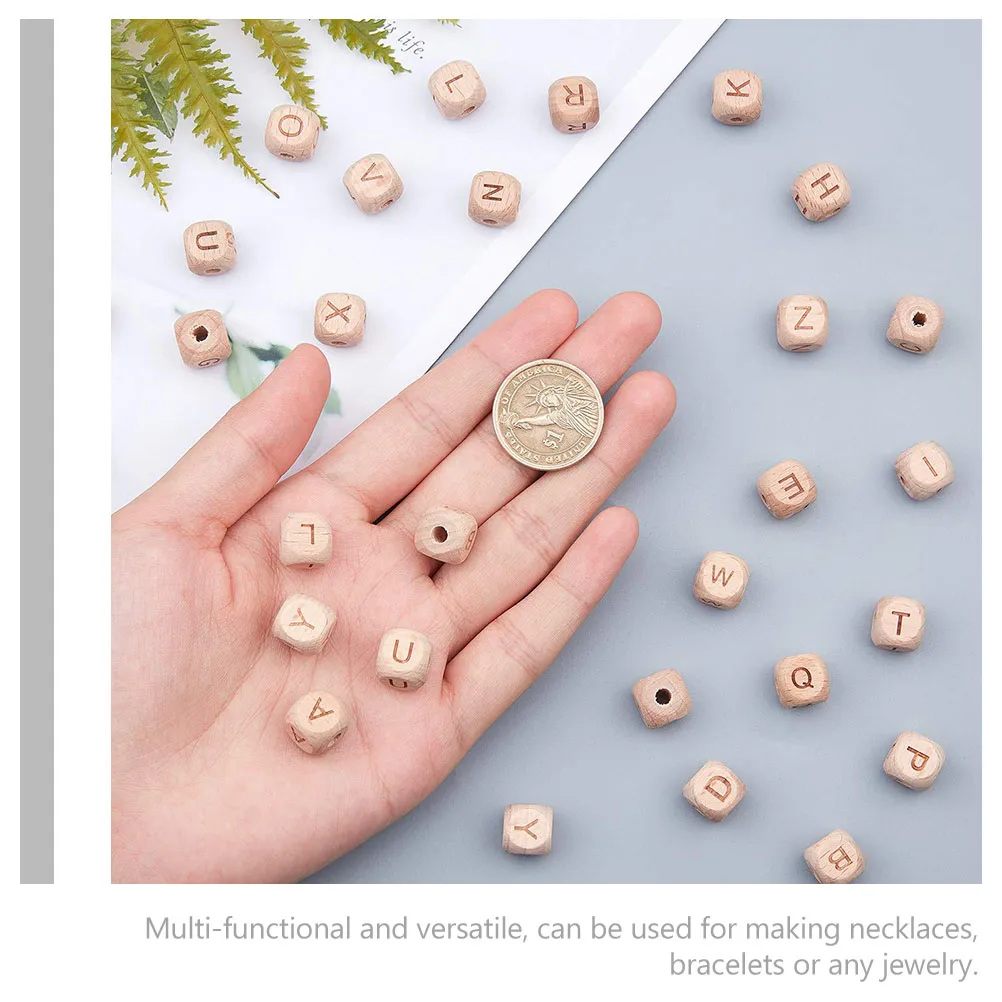 

26 Pcs Alphabet Beads Small Crafts Letter Natural for Jewelry Making Creative Beech DIY
