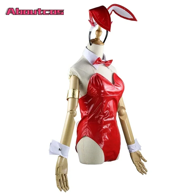 Aboutcos Anime DARLING in the FRANXX Cosplay Costume Zero Two Bunny Girl Cosplay Costume 02 Sexy Women Jumpsuit Red Leather Suit