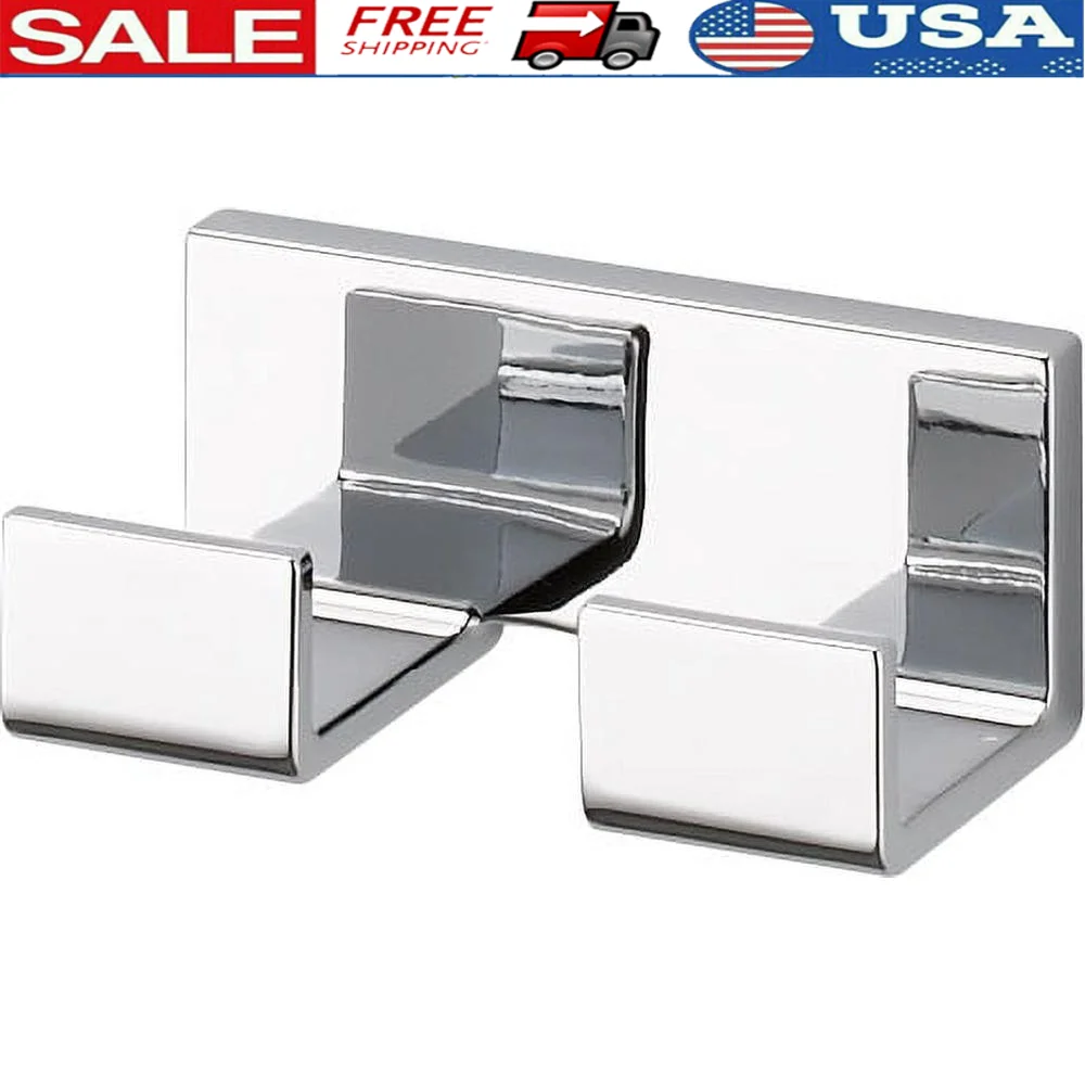 Urban Oasis Bathroom Double Robe Hook Wall-Mountable Chrome 4