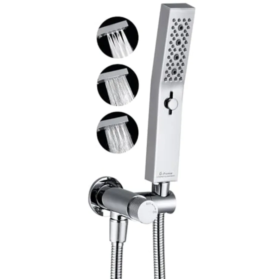 

All Metal Handheld Shower Set with 3-Function Showerwand included Handheld Holder to Control on/off Switch and 70 Inch Tangle-F