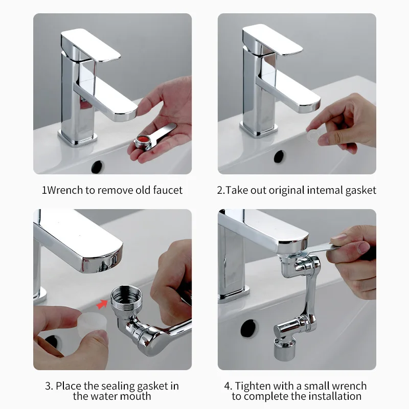 Universal 1080° Rotation Faucet Spray Head Faucet Extender Tap Adapter Splash Bubbler Nozzle Kitchen Tap Washbasin Robot Arm