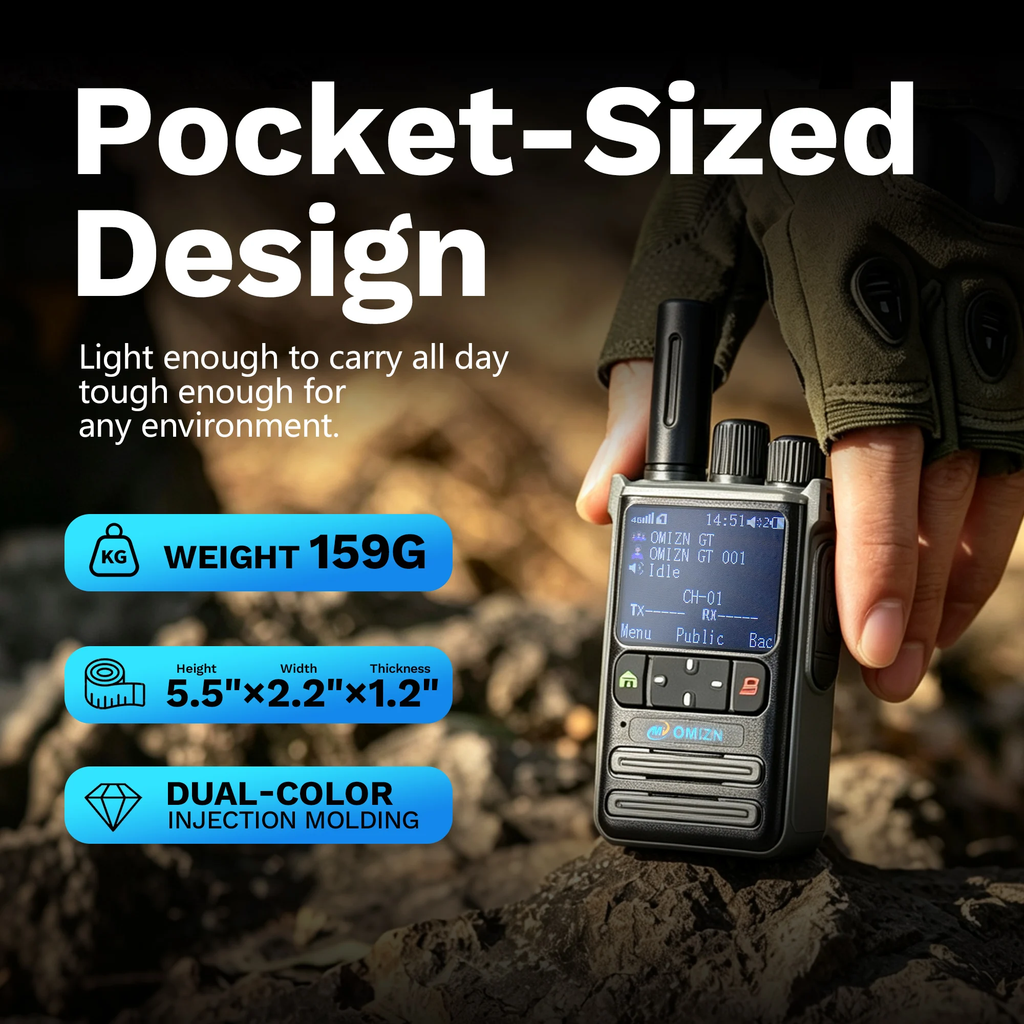 OMIZN Walkie Talkies 5000 KM 4G Radio Camping Mode Analog 2KM AES256 Professional Walkie Talkie Miles for Hiking and Camping X2