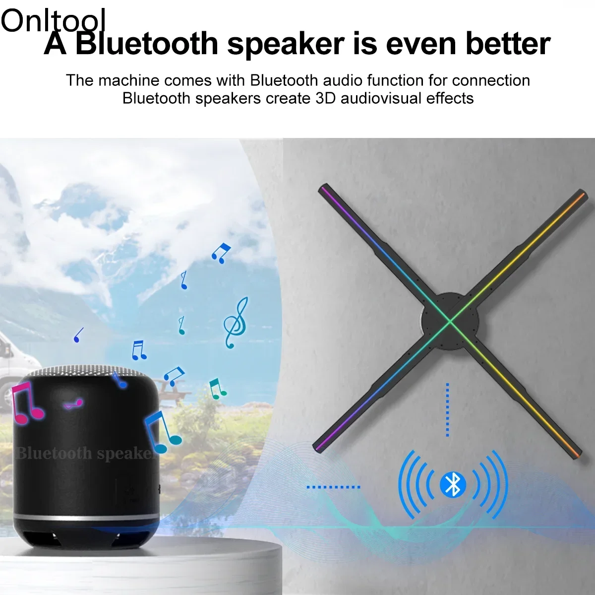 42-56 cm Projection holographique 3D Wifi Led Logo lecteur de lumière holographique ventilateur 3D lumières publicitaires holographiques