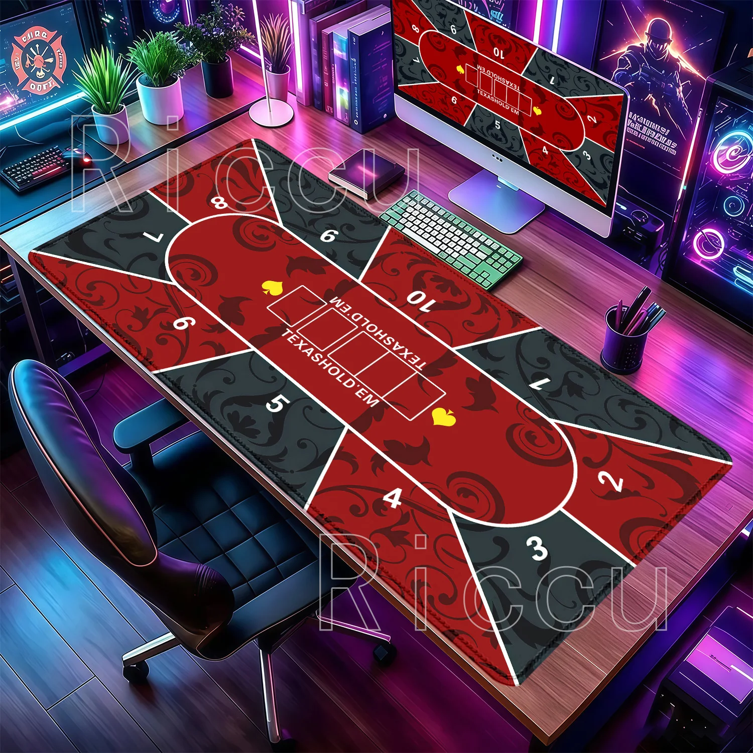PC Mouse Pad Texas Hold'em Rubber Anti-slip Portable Durable Stitch Edge Poker Entertainment HD Printing Overlock Gaming Deskmat
