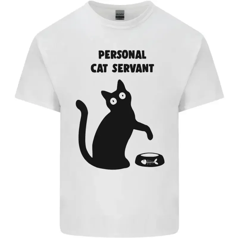 Personal Katze Dienstmädchen Lustig Haustier Herren Leichte Baumwolle T-Shirt